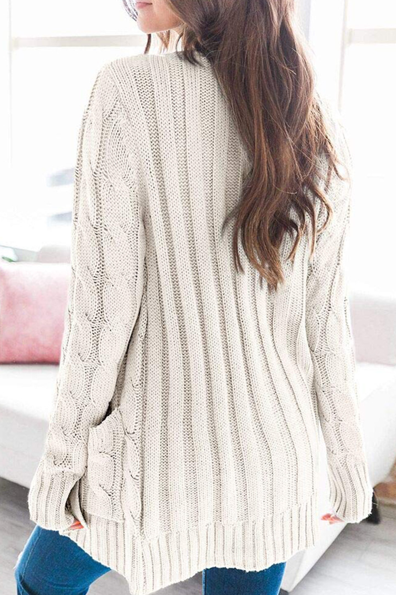 Casual Solid Patchwork Buckle Cardigan Collar Tops