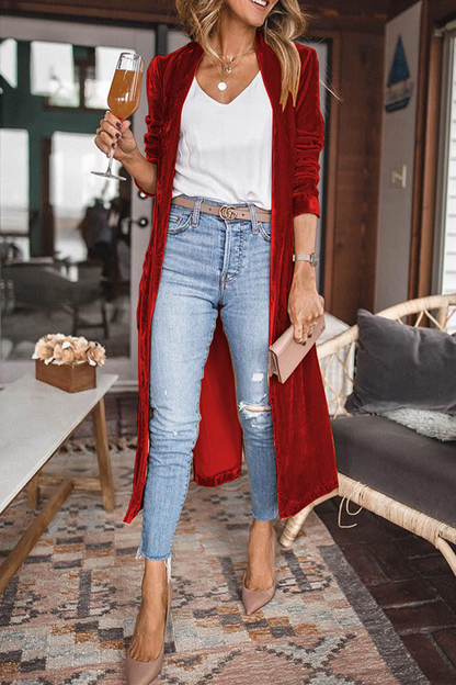 Casual Solid Patchwork Cardigan Collar Outerwear