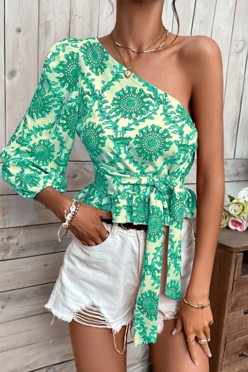 Vacation Print Flounce Tops