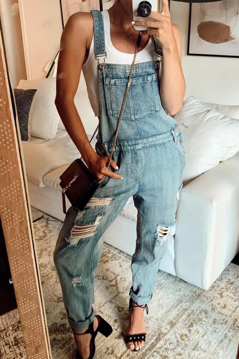 Casual Solid Patchwork Square Collar Harlan Jumpsuits