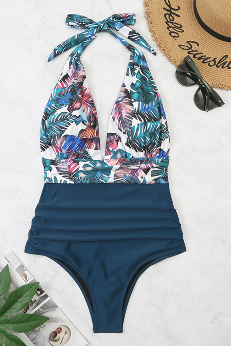 Fashion Vacation Print Patchwork Swimwears