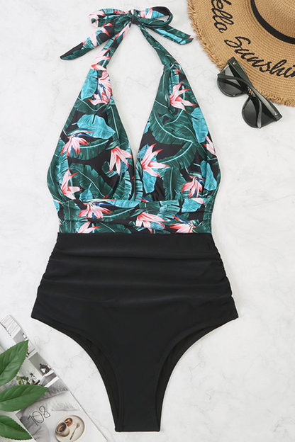 Fashion Vacation Print Patchwork Swimwears