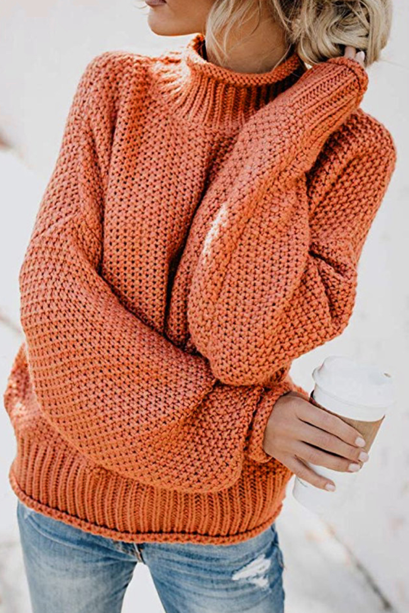 Casual Solid Patchwork Half A Turtleneck Tops