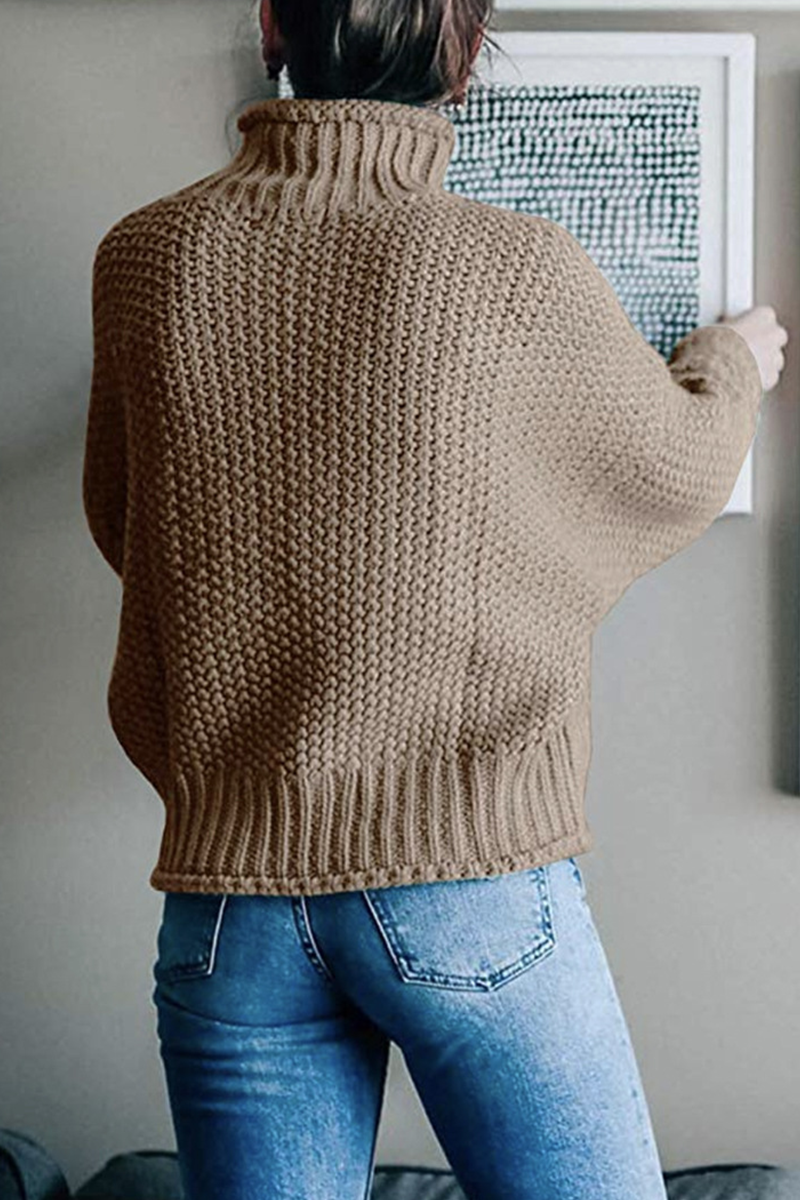 Casual Solid Patchwork Half A Turtleneck Tops