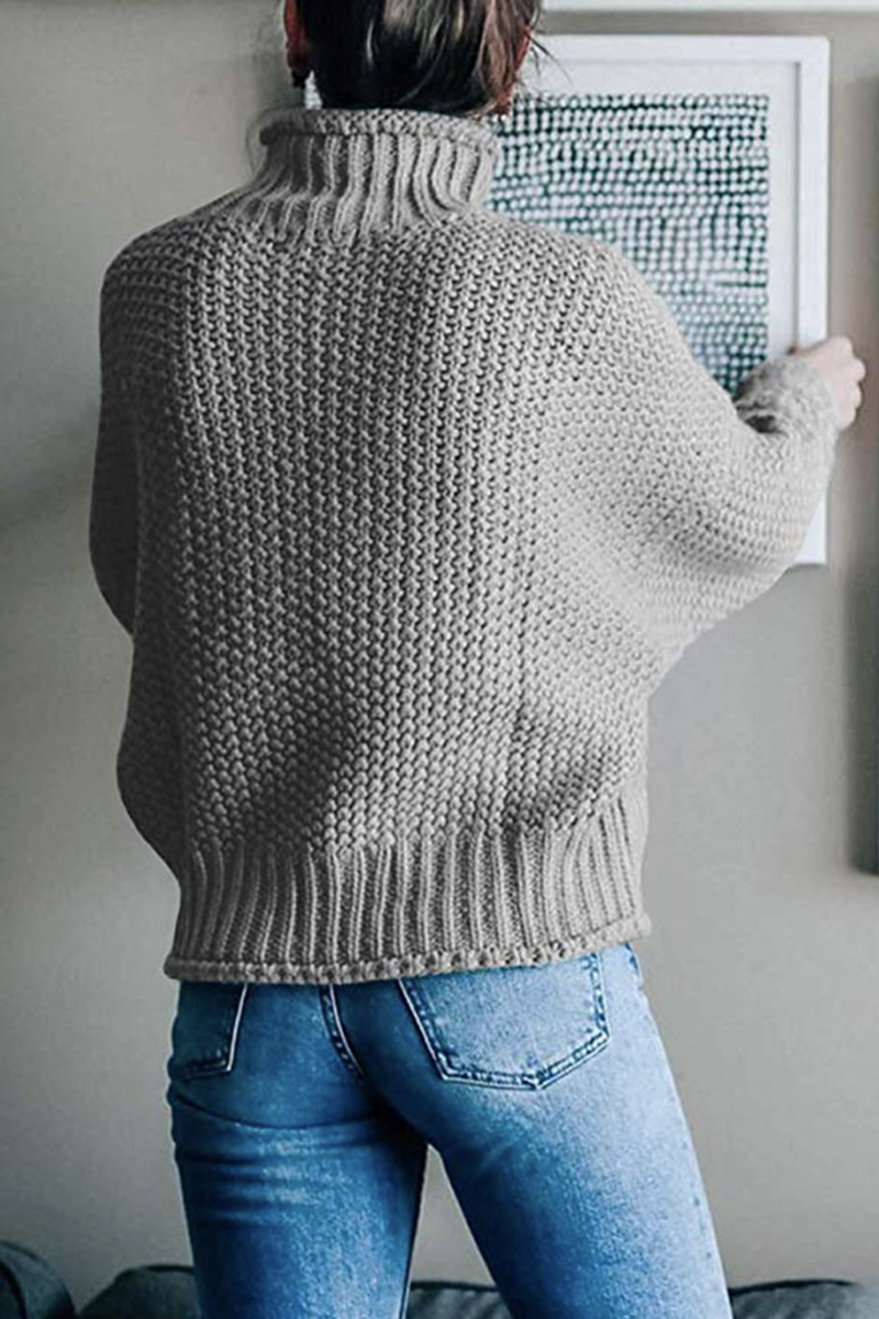 Casual Solid Patchwork Half A Turtleneck Tops