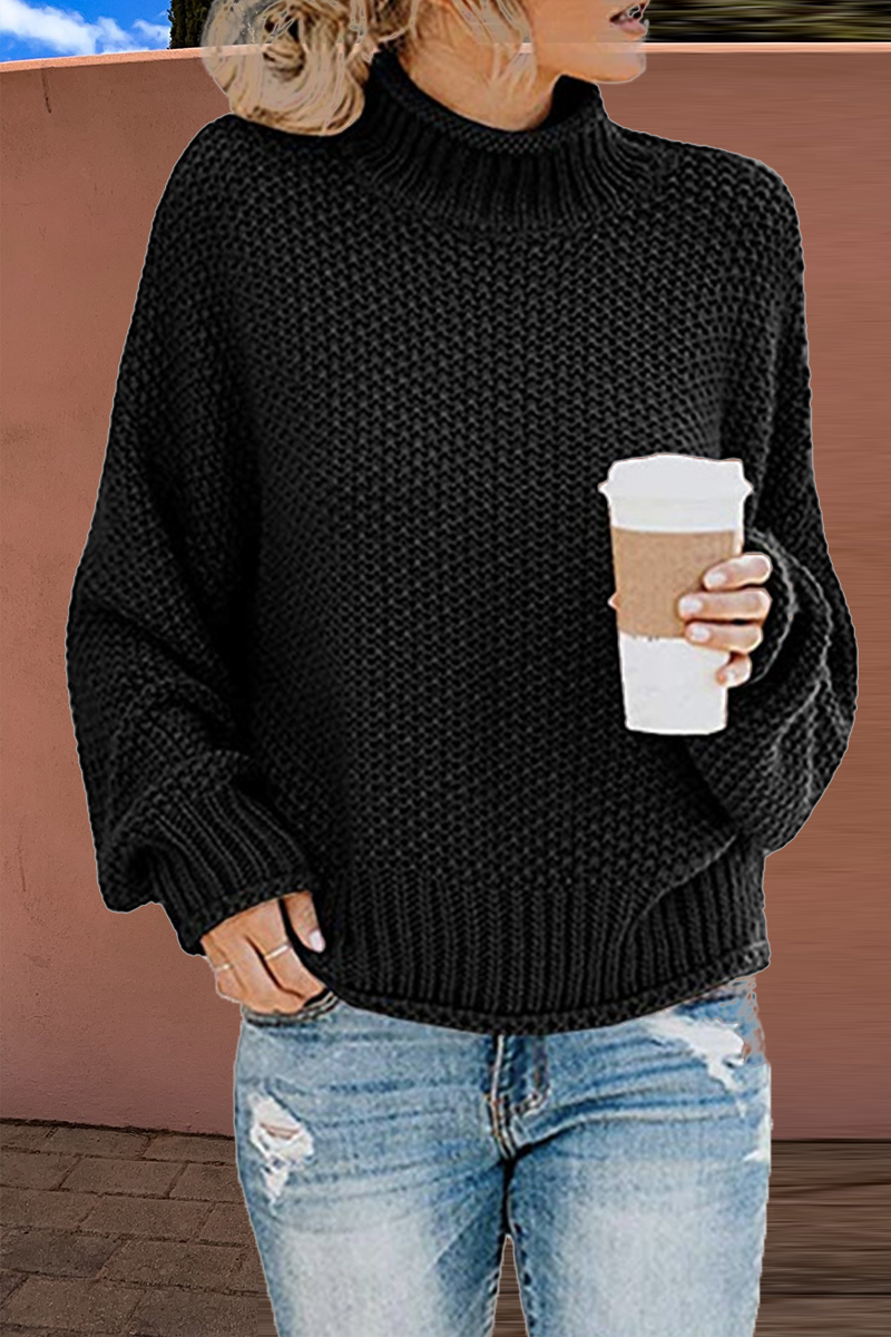 Casual Solid Patchwork Half A Turtleneck Tops