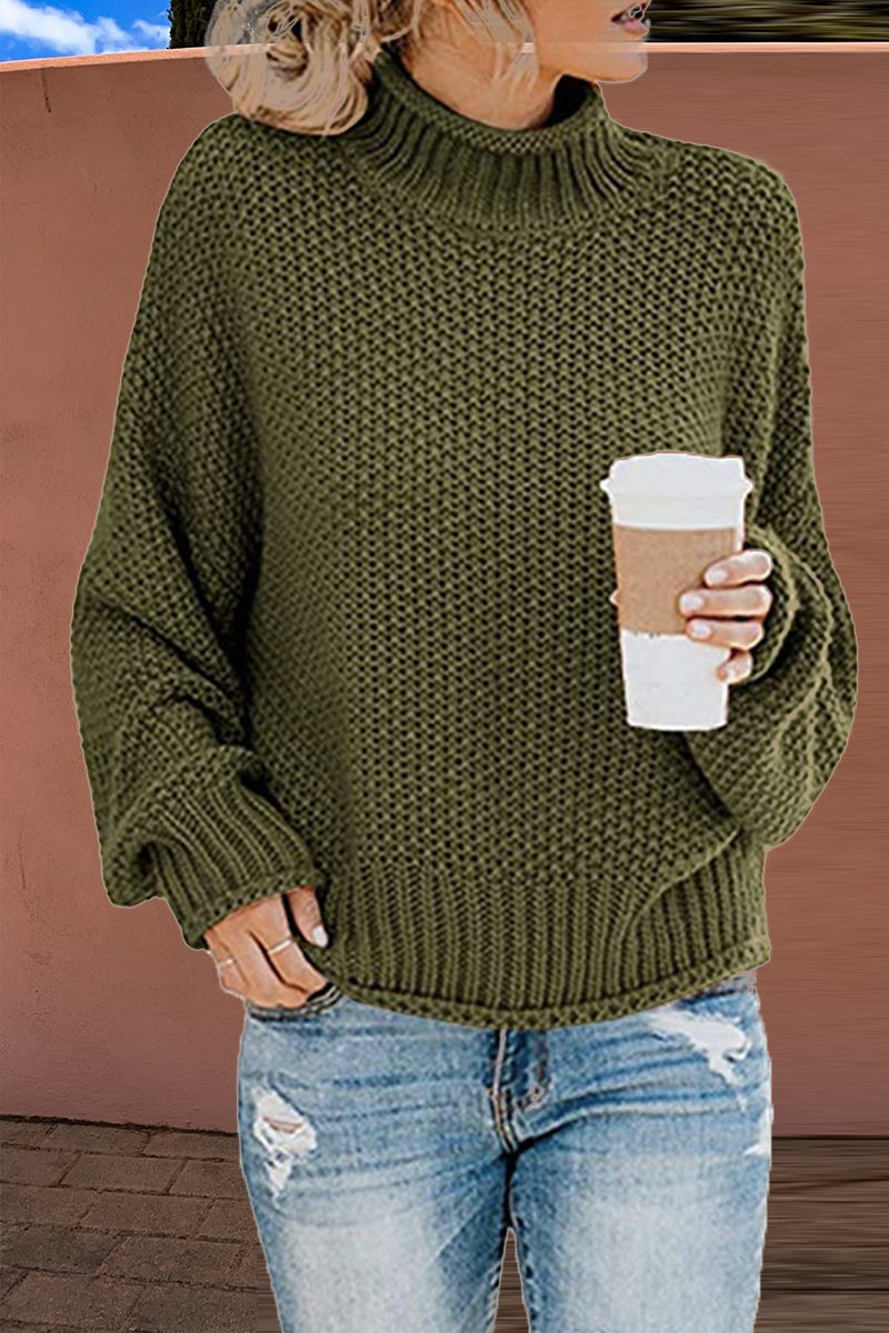 Casual Solid Patchwork Half A Turtleneck Tops