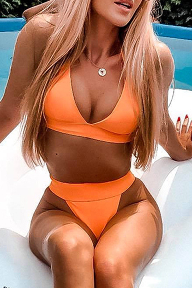 Vacation Solid Bandage Swimwears