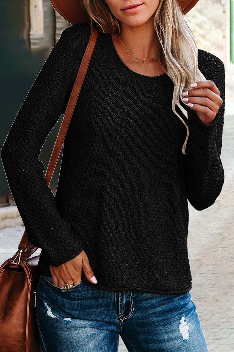 Casual Solid Patchwork O Neck Tops(3 colors)