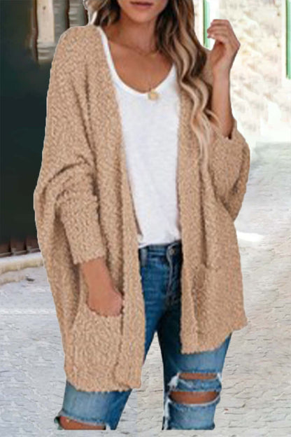 Casual Daily Solid Bat Sleeve Cardigan(6 Colors) Khaki