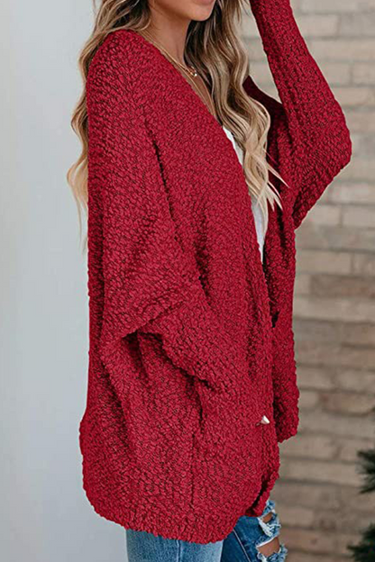 Casual Daily Solid Bat Sleeve Cardigan(6 Colors) Burgundy