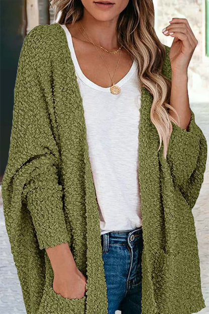 Casual Daily Solid Bat Sleeve Cardigan(6 Colors) Green