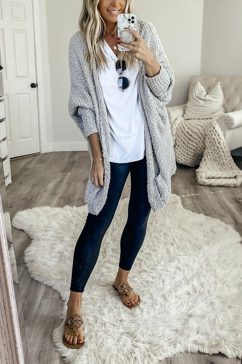 Casual Daily Solid Bat Sleeve Cardigan(6 Colors) Grey