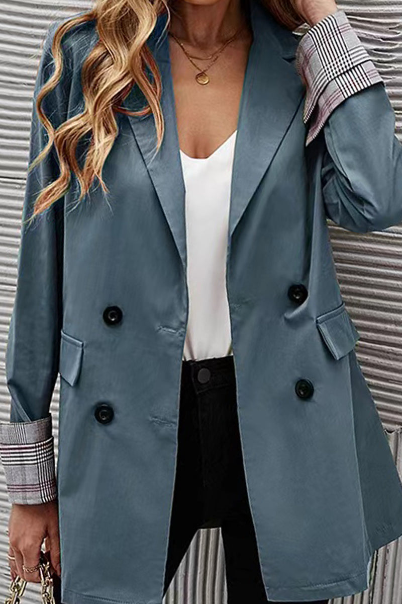 Fashion Casual Solid Buttons Asymmetrical Solid Color Turndown Collar Outerwear