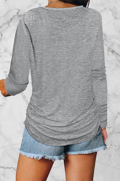 Casual Solid Fold V Neck Tops