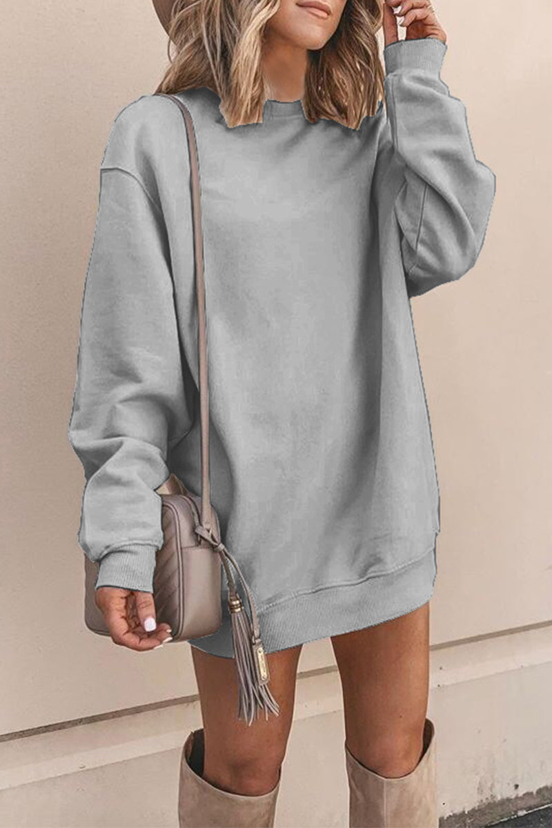 Casual Solid Solid Color O Neck A Line Dresses