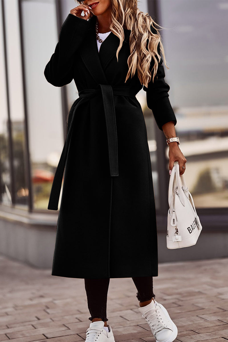 Elegant Solid Solid Color V Neck Outerwear