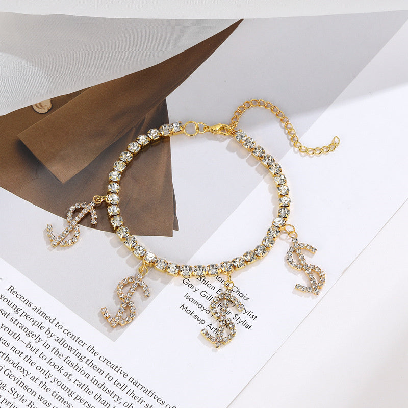 Casual Daily Simplicity Letter Patchwork Rhinestone Anklet