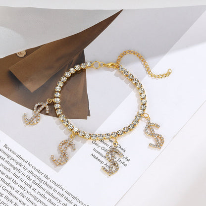 Casual Daily Simplicity Letter Patchwork Rhinestone Anklet