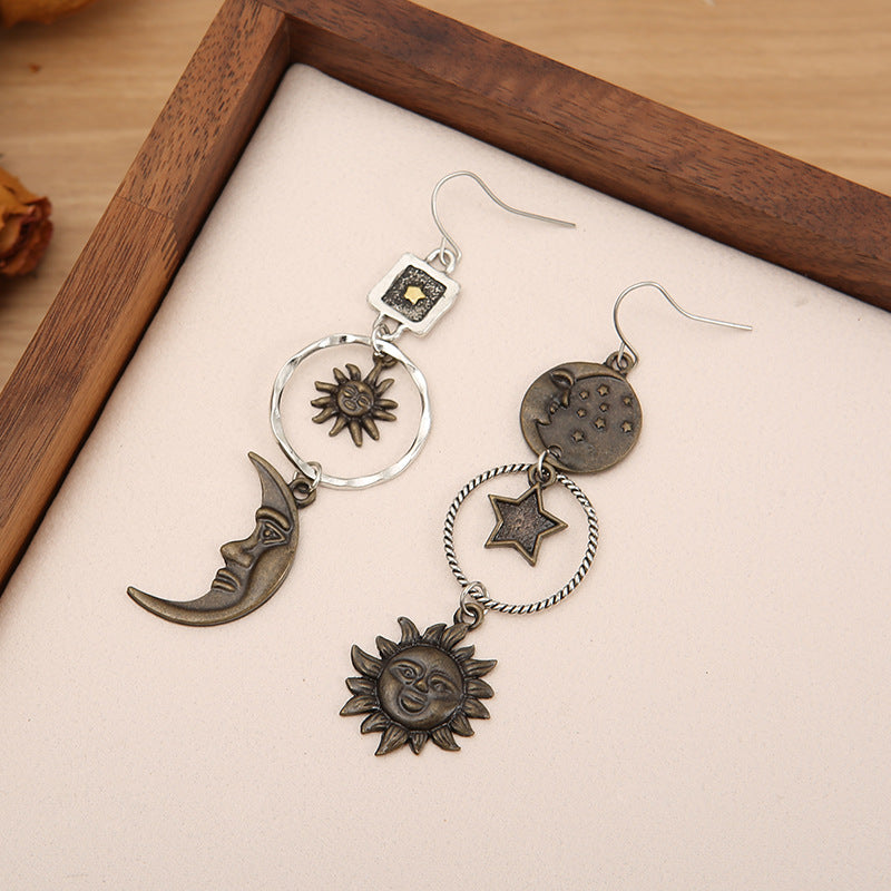 Vintage Sun Moon Star Earrings