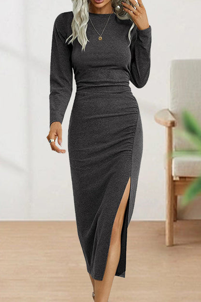 Sweet Elegant Solid Fold O Neck Sheath Dresses