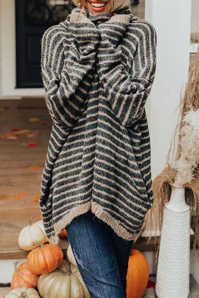 Casual Striped Patchwork Turtleneck Sweaters(4 Colors)