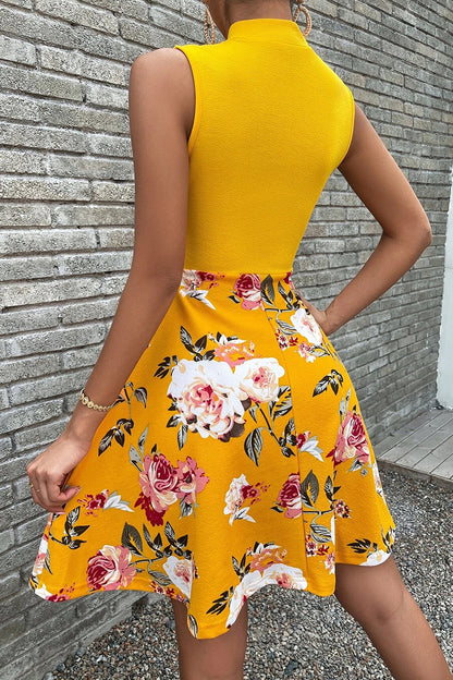 Sweet Elegant Print Patchwork With Bow O Neck A Line Dresses