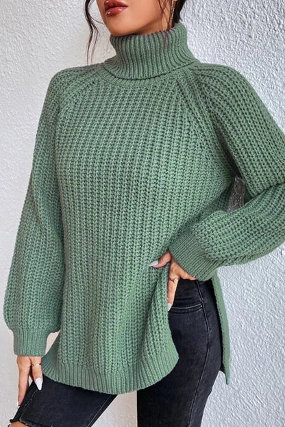 Casual Solid Basic Turtleneck Tops