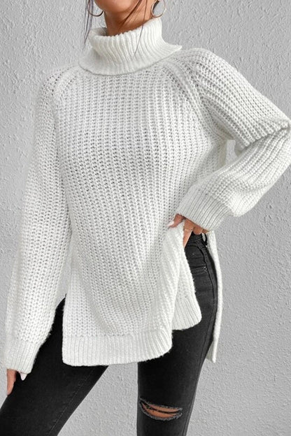 Casual Solid Basic Turtleneck Tops