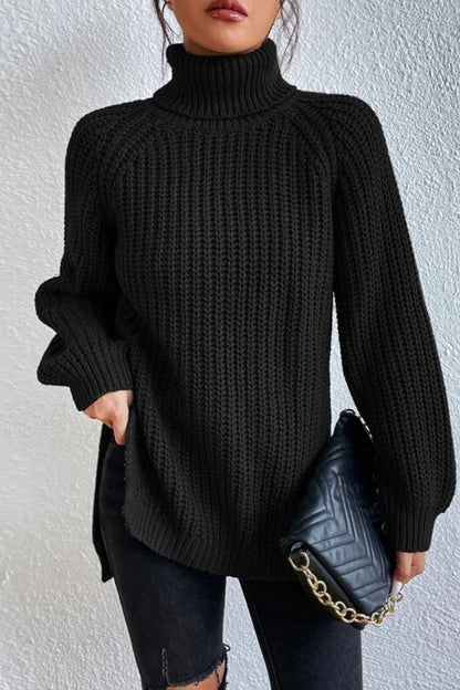 Casual Solid Basic Turtleneck Tops