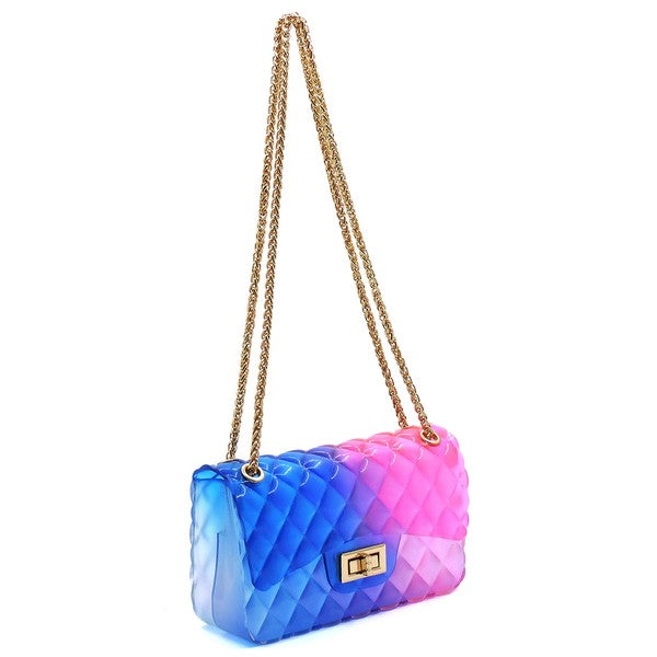 Blue Zone Planet | Quilt Embossed Multi Color Jelly Shoulder Bag