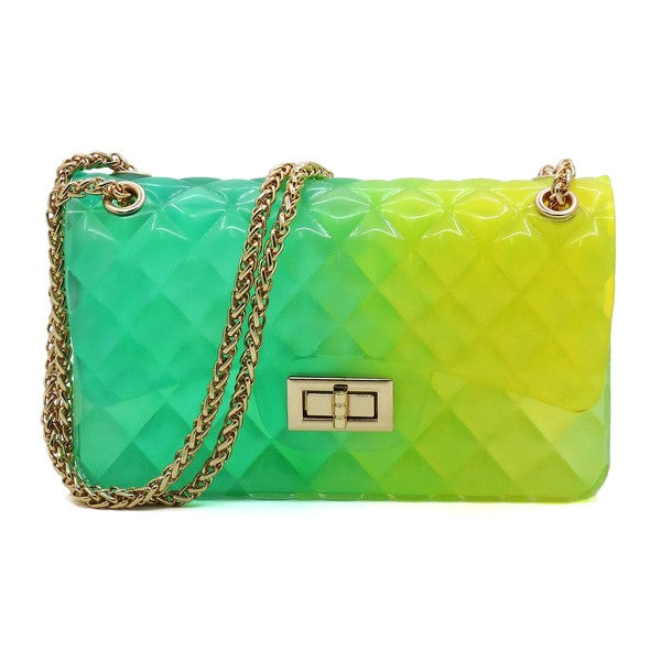 Blue Zone Planet | Quilt Embossed Multi Color Jelly Shoulder Bag