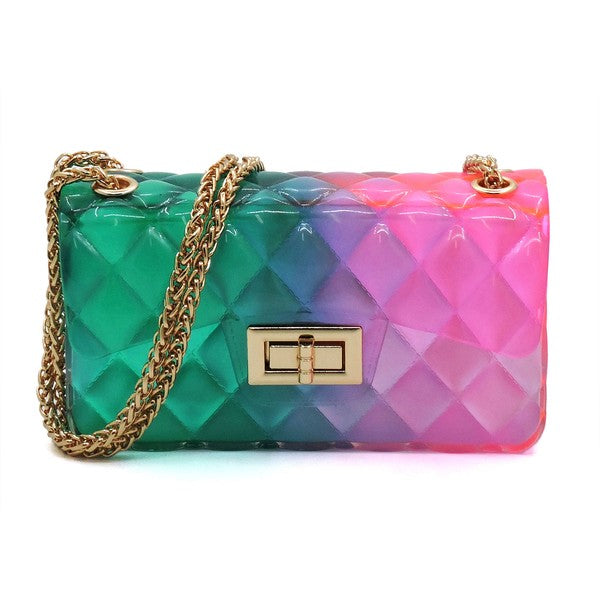 Blue Zone Planet | Quilt Embossed Multi Color Jelly Shoulder Bag