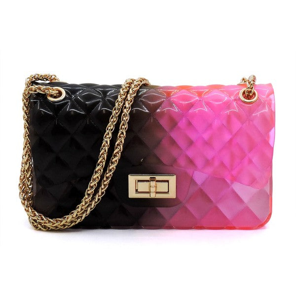 Blue Zone Planet | Quilt Embossed Multi Color Jelly Shoulder Bag