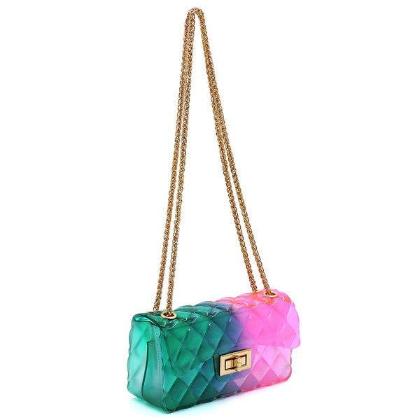 Blue Zone Planet | Quilt Embossed Multi Color Jelly Shoulder Bag