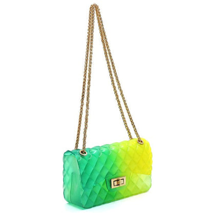 Blue Zone Planet | Quilt Embossed Multi Color Jelly Shoulder Bag