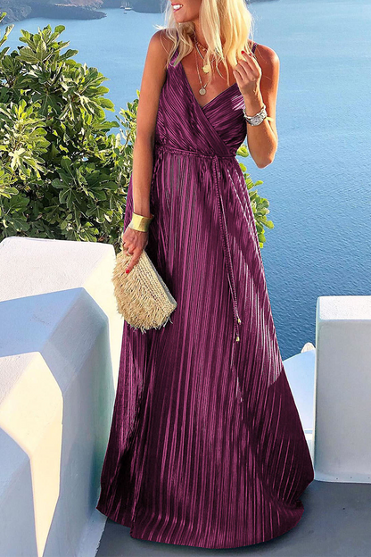 Celebrities Elegant Solid Frenulum V Neck Evening Dress Dresses