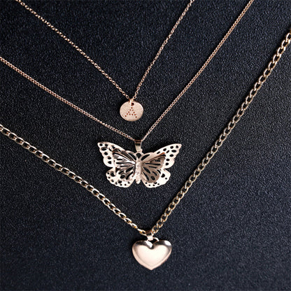 Casual Solid Butterfly Patchwork Necklaces