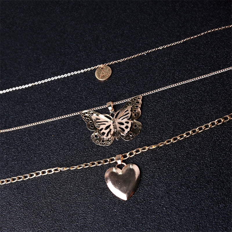 Casual Solid Butterfly Patchwork Necklaces