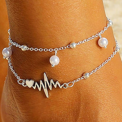 Casual Solid Patchwork Pearl Anklet