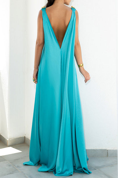 Elegant Vacation Solid Solid Color V Neck A Line Dresses