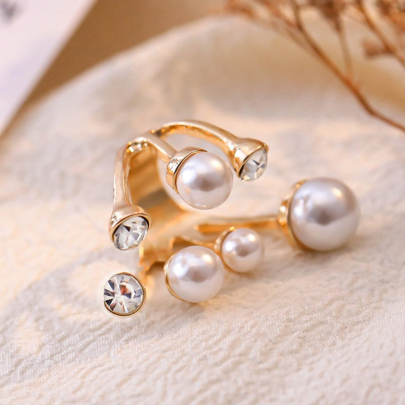 Casual Daily Patchwork Pearl Rhinestone Rings