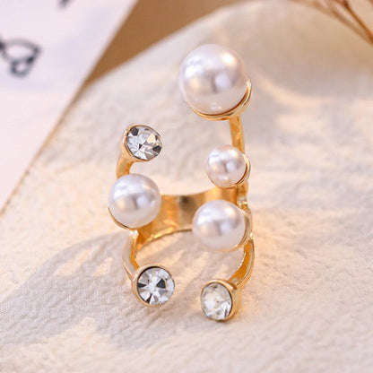 Casual Daily Patchwork Pearl Rhinestone Rings