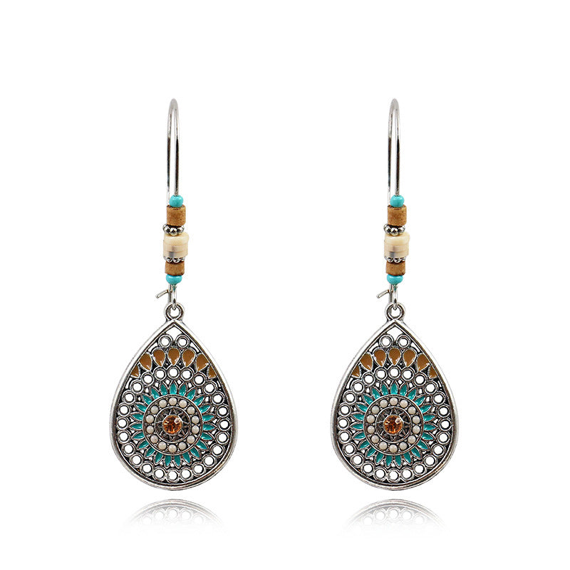 Bohemian Ethnic Wind Drop Earrings Silver One Size