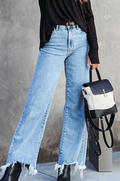 Casual Street Solid Tassel High Waist Denim Jeans