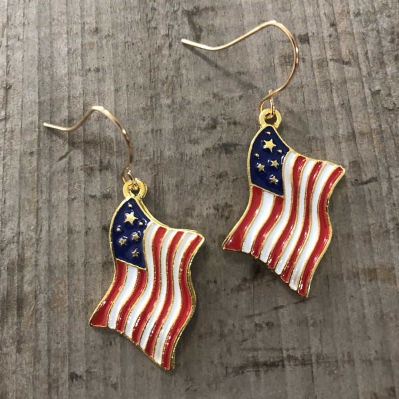 Independence Day Flag Oil Drip Alloy Earrings