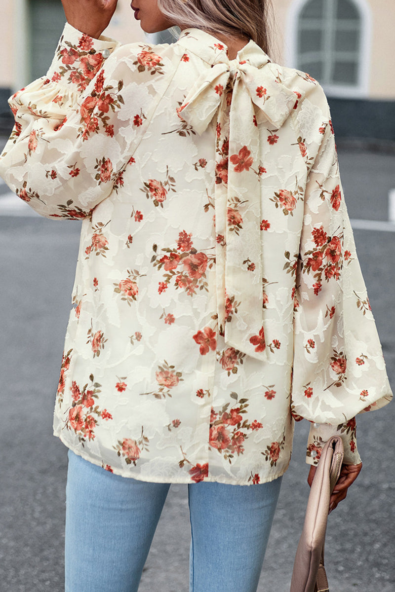 Elegant Floral Bandage Half A Turtleneck Tops