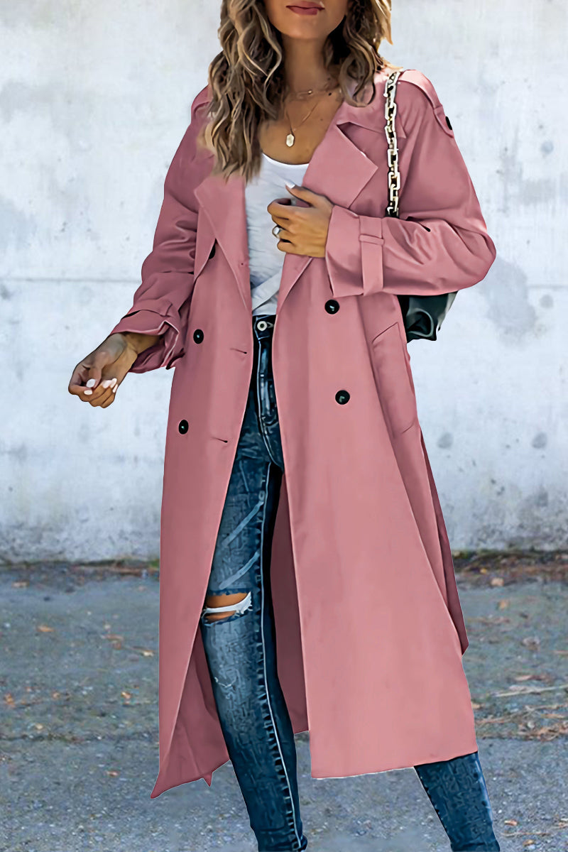 Work Solid Patchwork Turndown Collar Outerwear