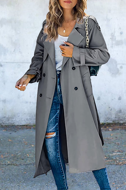 Work Solid Patchwork Turndown Collar Outerwear