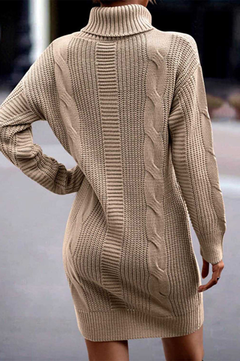 Casual Solid Make Old Turtleneck Long Sleeve Dresses